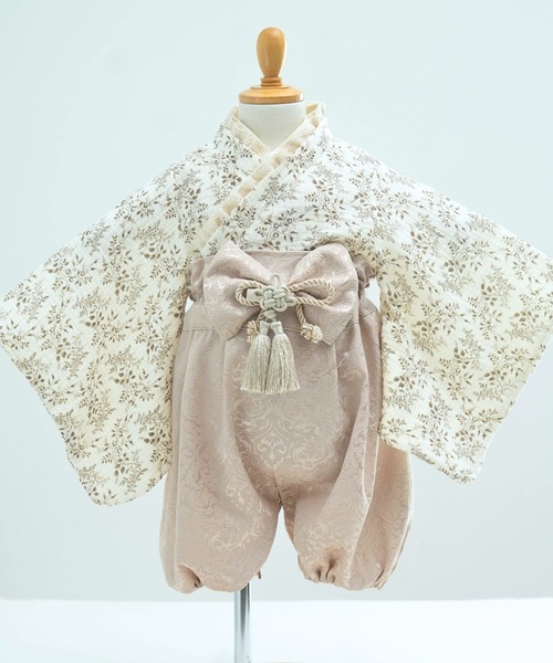 SweetMommy（スウィートマミー）の「3WAY ダブルガーゼ　2ピース袴ロンパース タッセルクリップ付き [ひな祭り] ［トワルドジュイ/ミモザ柄］ [誕生日 記念日 お食い初め お宮参り]（着物・キッズ・ピンク/ベージュ/ネイビー/ピンク系1・80/90/50-70）」の16枚目の写真