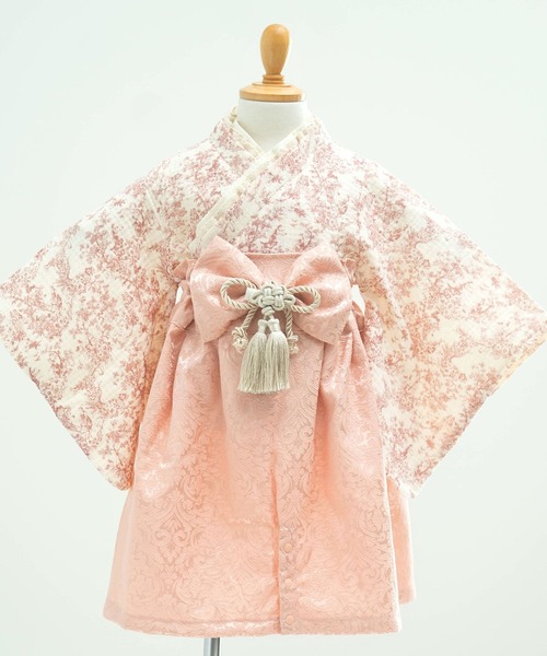 SweetMommy（スウィートマミー）の「3WAY ダブルガーゼ　2ピース袴ロンパース タッセルクリップ付き [ひな祭り] ［トワルドジュイ/ミモザ柄］ [誕生日 記念日 お食い初め お宮参り]（着物・キッズ・ピンク/ベージュ/ネイビー/ピンク系1・80/90/50-70）」の22枚目の写真