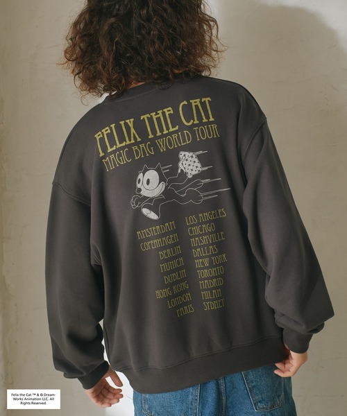 トレーナー スウェット 「FELIX THE CAT/フィリックス・ザ・キャット」ラグランスリーブ バックプリント スウェットプルオーバー レディース ADPOSION トレーナー スウェット 「FELIX THE CAT/フィリックス