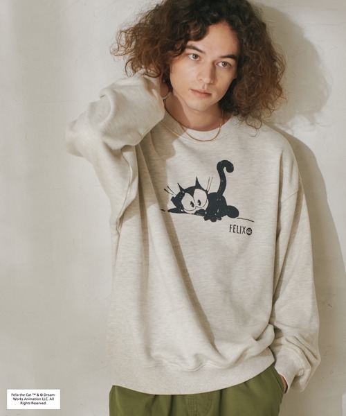 【MIXTA】キャットプリントスウェット MIXTA ミクスタ Mixta キャットプリント ラグランスリーブ