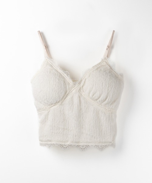 me+em select(ミームセレクト)の「【 カップ付き 】シャギーファーショートビスチェキャミソール / shaggy fur short bustier camisole(キャミソール・レディース・ブラック/アイボリー・FREE)」の17枚目の写真