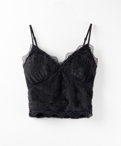 me+em select(ミームセレクト)の「【 カップ付き 】シャギーファーショートビスチェキャミソール / shaggy fur short bustier camisole(キャミソール・レディース・ブラック/アイボリー・FREE)」の16枚目の写真
