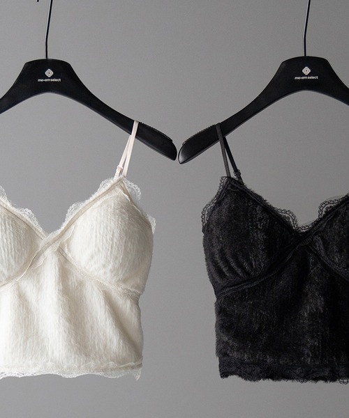 me+em select(ミームセレクト)の「【 カップ付き 】シャギーファーショートビスチェキャミソール / shaggy fur short bustier camisole(キャミソール・レディース・ブラック/アイボリー・FREE)」の12枚目の写真