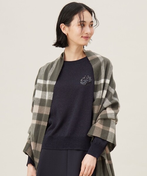 自由区(ジユウク)の「エンブレム ニット(ニット/セーター・レディース・ネイビー系/ベージュ系・38)」の1枚目の写真