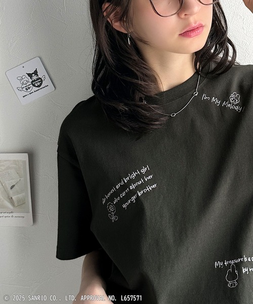 sanrio（サンリオ）の「【Sanrio characters/サンリオキャラクターズ】綿100％!かわいい魅力サンリオキャラクターズ刺繍半袖Tシャツ（Tシャツ/カットソー・レディース・オートミール/チャコール/ホワイト・X-LARGE/SMALL/MEDIUM/LARGE）」の6枚目の写真