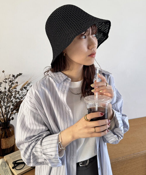 DISCOAT（ディスコート）の「スカシサーモハット（キャップ・レディース・ベージュ/ブラック・FREE）」の2枚目の写真