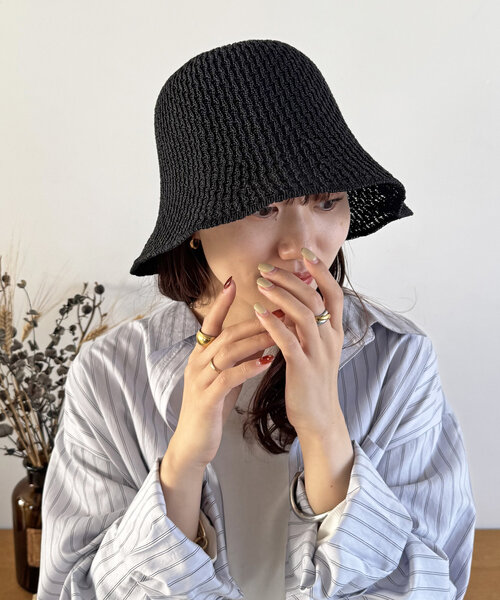 DISCOAT（ディスコート）の「スカシサーモハット（キャップ・レディース・ベージュ/ブラック・FREE）」の3枚目の写真