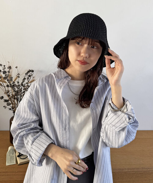 DISCOAT（ディスコート）の「スカシサーモハット（キャップ・レディース・ベージュ/ブラック・FREE）」の4枚目の写真