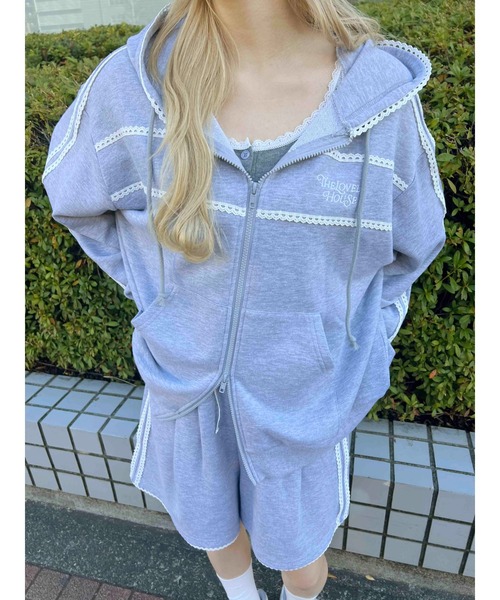 WC（ダブル シー）の「【2025★春夏新作】レースパイピングジップパーカー（パーカー・レディース・グレー/ネイビー・FREE）」の19枚目の写真