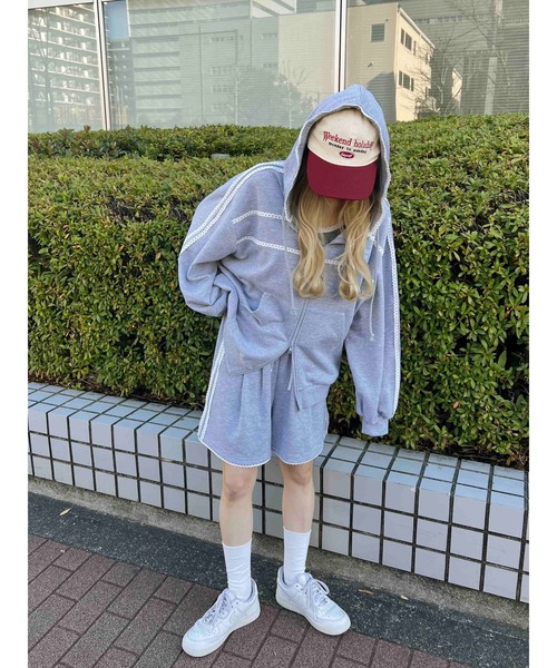 WC（ダブル シー）の「【2025★春夏新作】レースパイピングジップパーカー（パーカー・レディース・グレー/ネイビー・FREE）」の20枚目の写真