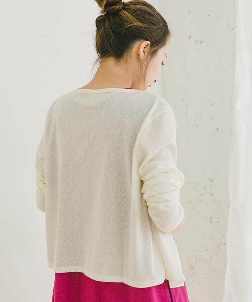 ITEMS URBANRESEARCH(アイテムズ アーバンリサーチ)の「シアーカットカーディガン(カーディガン/ボレロ・レディース・オフホワイト/チャコールグレー/オレンジ・FREE)」の2枚目の写真