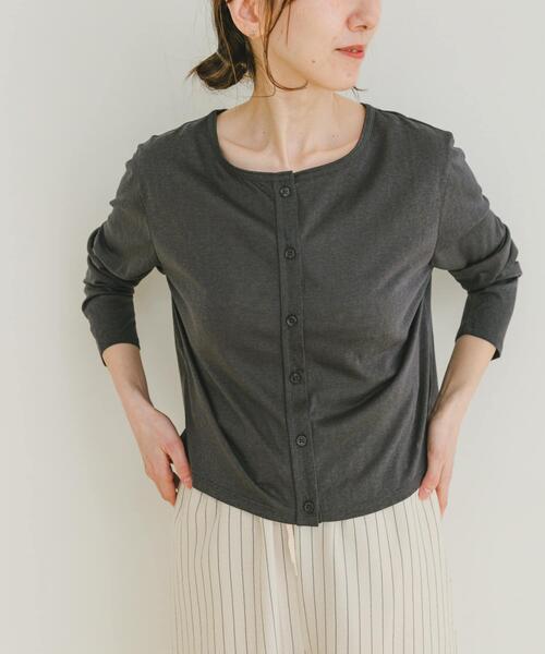 ITEMS URBANRESEARCH(アイテムズ アーバンリサーチ)の「シアーカットカーディガン(カーディガン/ボレロ・レディース・オフホワイト/チャコールグレー/オレンジ・FREE)」の3枚目の写真