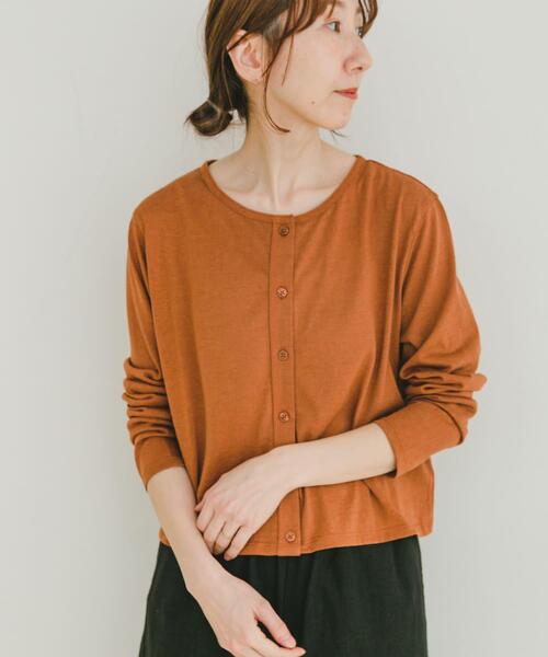 ITEMS URBANRESEARCH(アイテムズ アーバンリサーチ)の「シアーカットカーディガン(カーディガン/ボレロ・レディース・オフホワイト/チャコールグレー/オレンジ・FREE)」の11枚目の写真