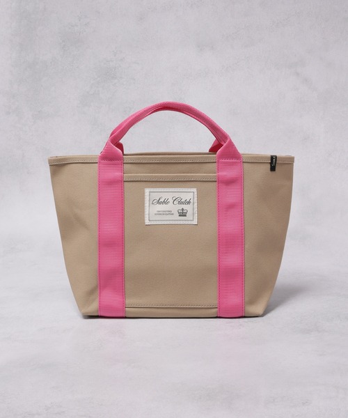 SABLE CLUTCH(セーブルクラッチ)の「BIG TAG CANVAS TOTE (M) - 富士金梅(帆布/キャンバストートバッグ)(トートバッグ・レディース・ピンク/ブラック/グレイッシュベージュ/シルバー・ONE SIZE)」の8枚目の写真
