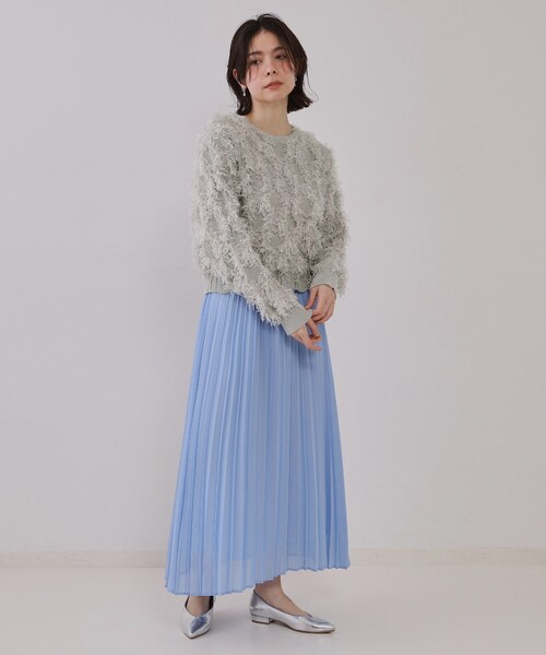 OPAQUE.CLIP（オペークドットクリップ）の「フリンジスパンコールニット【洗える】（ニット/セーター・レディース・ライトグレー/ピンク/ブルー系その他・00）」の7枚目の写真