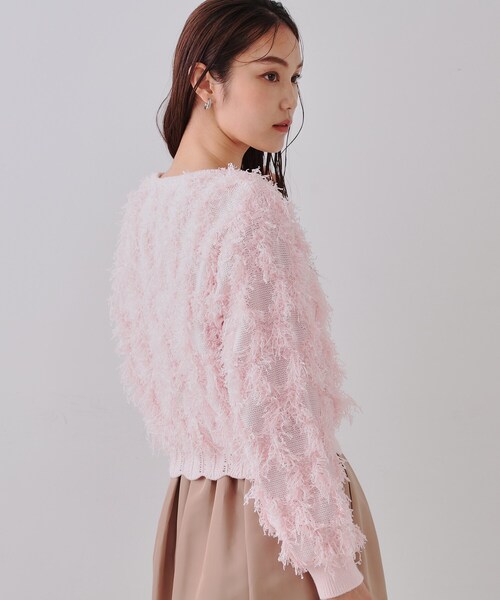 OPAQUE.CLIP（オペークドットクリップ）の「フリンジスパンコールニット【洗える】（ニット/セーター・レディース・ライトグレー/ピンク/ブルー系その他・00）」の10枚目の写真