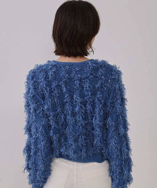 OPAQUE.CLIP（オペークドットクリップ）の「フリンジスパンコールニット【洗える】（ニット/セーター・レディース・ライトグレー/ピンク/ブルー系その他・00）」の14枚目の写真