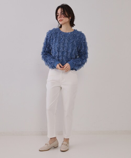 OPAQUE.CLIP（オペークドットクリップ）の「フリンジスパンコールニット【洗える】（ニット/セーター・レディース・ライトグレー/ピンク/ブルー系その他・00）」の15枚目の写真