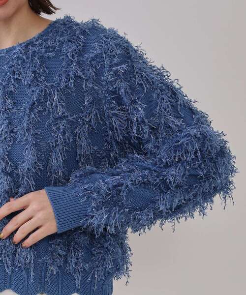 OPAQUE.CLIP（オペークドットクリップ）の「フリンジスパンコールニット【洗える】（ニット/セーター・レディース・ライトグレー/ピンク/ブルー系その他・00）」の22枚目の写真