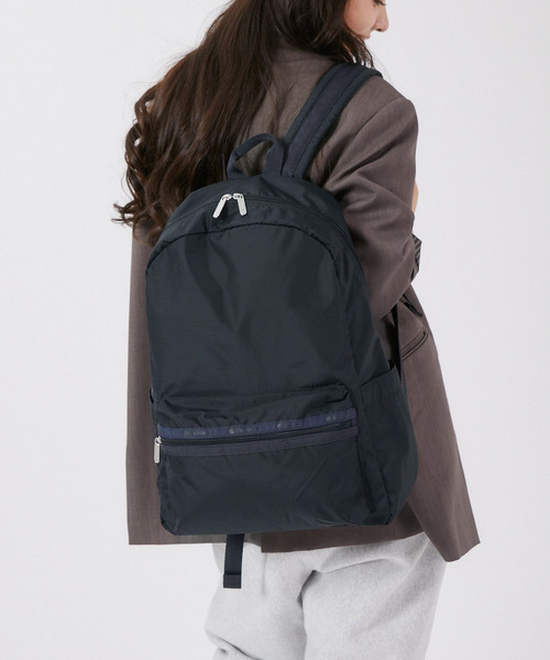 【美品】LeSportsac レスポートサック ネイビー リュック CARRIER BACKPACKディープシーブルー（バックパック/リュック
