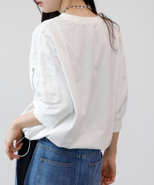 Three Four Time（ｽﾘｰﾌｫｰﾀｲﾑ）の「MA-1ポケットドロストプルオーバー（Tシャツ/カットソー・レディース・オフホワイト/ブルーグレー/ライトカーキ・FREE）」の17枚目の写真