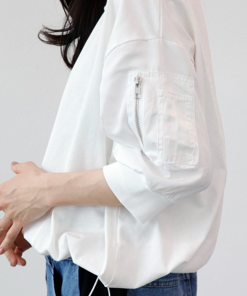 Three Four Time（ｽﾘｰﾌｫｰﾀｲﾑ）の「MA-1ポケットドロストプルオーバー（Tシャツ/カットソー・レディース・オフホワイト/ブルーグレー/ライトカーキ・FREE）」の18枚目の写真