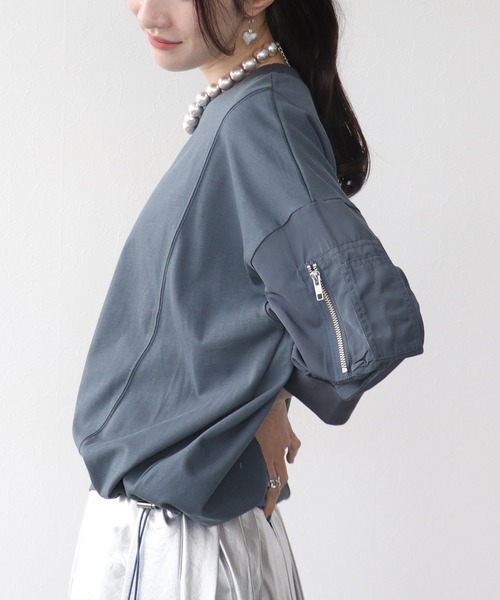 Three Four Time（ｽﾘｰﾌｫｰﾀｲﾑ）の「MA-1ポケットドロストプルオーバー（Tシャツ/カットソー・レディース・オフホワイト/ブルーグレー/ライトカーキ・FREE）」の19枚目の写真