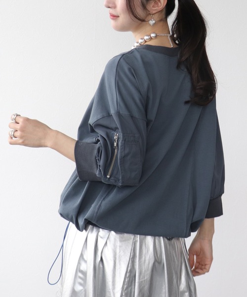 Three Four Time（ｽﾘｰﾌｫｰﾀｲﾑ）の「MA-1ポケットドロストプルオーバー（Tシャツ/カットソー・レディース・オフホワイト/ブルーグレー/ライトカーキ・FREE）」の20枚目の写真