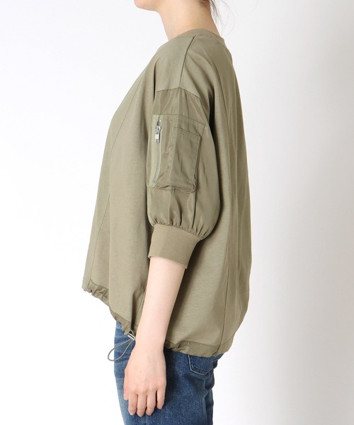 Three Four Time（ｽﾘｰﾌｫｰﾀｲﾑ）の「MA-1ポケットドロストプルオーバー（Tシャツ/カットソー・レディース・オフホワイト/ブルーグレー/ライトカーキ・FREE）」の6枚目の写真