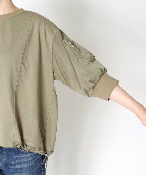 Three Four Time（ｽﾘｰﾌｫｰﾀｲﾑ）の「MA-1ポケットドロストプルオーバー（Tシャツ/カットソー・レディース・オフホワイト/ブルーグレー/ライトカーキ・FREE）」の10枚目の写真