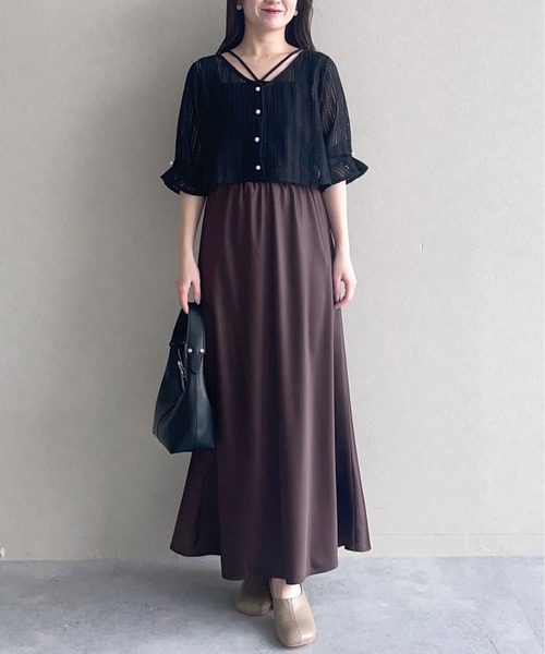 mysty woman オケージョン　レース カーディガン 長袖 mysty woman オケージョンレース カーディガン 長袖