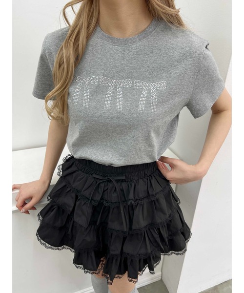 PHILLY（フィリー）の「【PHILLY】ビジューリボンTシャツ（Tシャツ/カットソー・レディース・ブラック/グレー/ホワイト・FREE）」の3枚目の写真