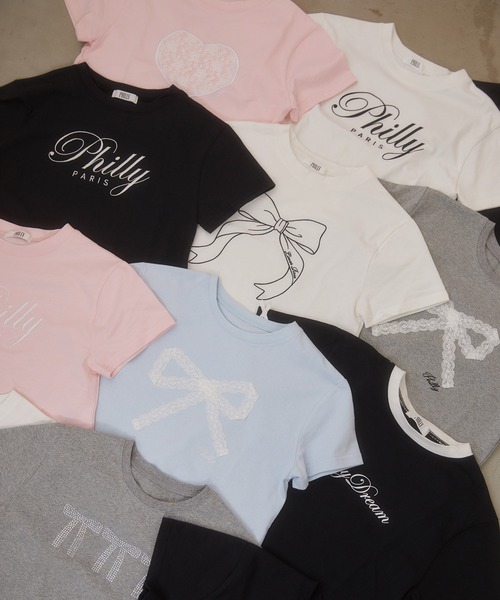 PHILLY（フィリー）の「【PHILLY】ビジューリボンTシャツ（Tシャツ/カットソー・レディース・ブラック/グレー/ホワイト・FREE）」の15枚目の写真