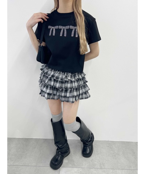 PHILLY（フィリー）の「【PHILLY】ビジューリボンTシャツ（Tシャツ/カットソー・レディース・ブラック/グレー/ホワイト・FREE）」の11枚目の写真