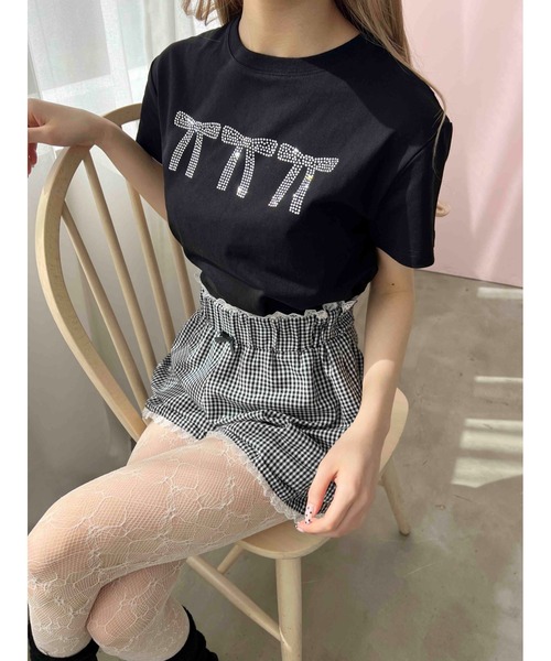 PHILLY（フィリー）の「【PHILLY】ビジューリボンTシャツ（Tシャツ/カットソー・レディース・ブラック/グレー/ホワイト・FREE）」の7枚目の写真