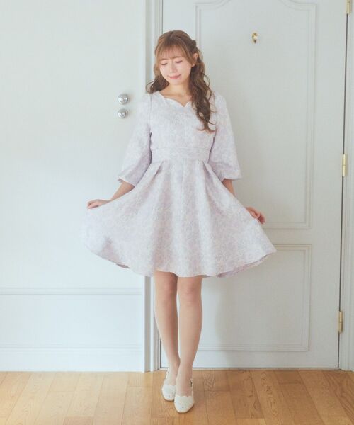 セール】フラワージャガードリボン付きワンピース（ワンピース