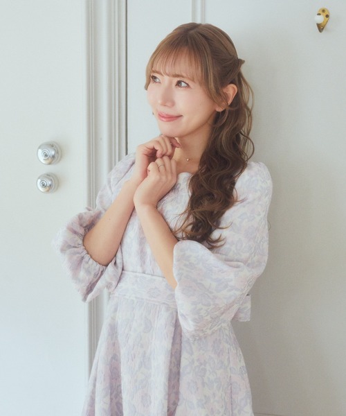 セール】フラワージャガードリボン付きワンピース（ワンピース