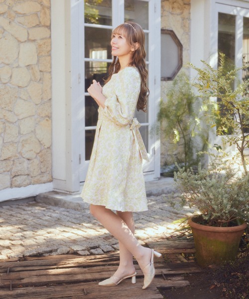 セール】フラワージャガードリボン付きワンピース（ワンピース