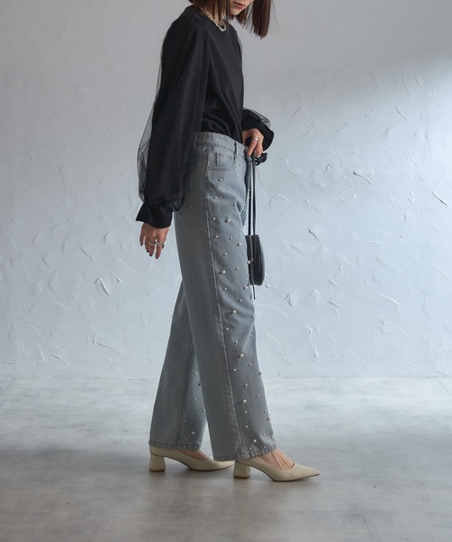 each（イーチ）の「袖口プリーツチュールスリーブとろみブラウス（シャツ/ブラウス・レディース・グレー/ブラック/ネイビー・FREE）」の19枚目の写真