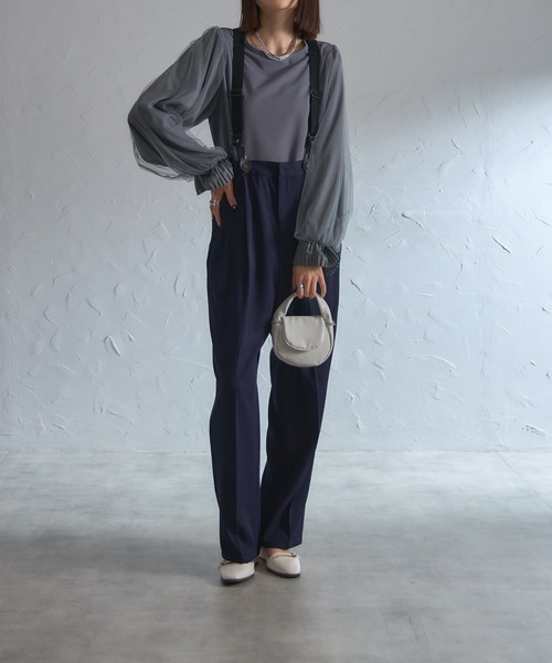 each（イーチ）の「袖口プリーツチュールスリーブとろみブラウス（シャツ/ブラウス・レディース・グレー/ブラック/ネイビー・FREE）」の10枚目の写真