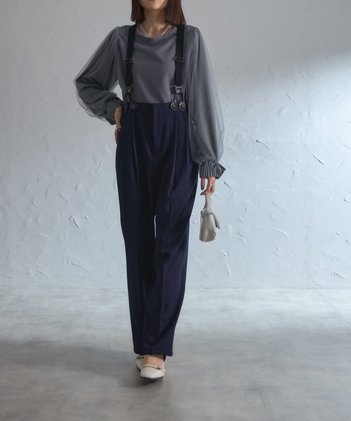 each（イーチ）の「袖口プリーツチュールスリーブとろみブラウス（シャツ/ブラウス・レディース・グレー/ブラック/ネイビー・FREE）」の12枚目の写真