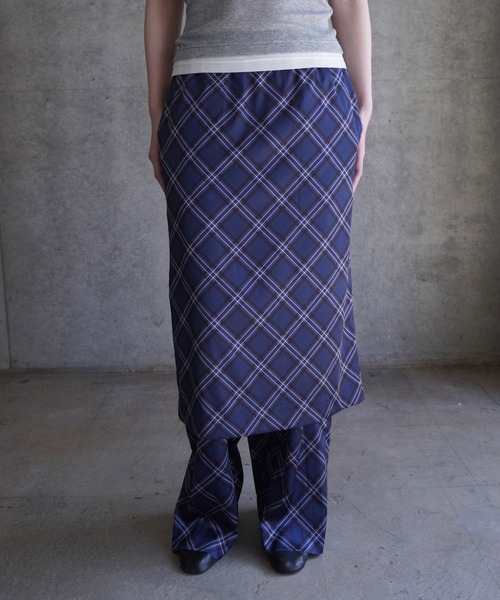 G.V.G.V.（ジーヴィージーヴィー）の「PLAID SATIN PICOT SKIRT（スカート・レディース・バーガンディー/ネイビー・36）」の2枚目の写真