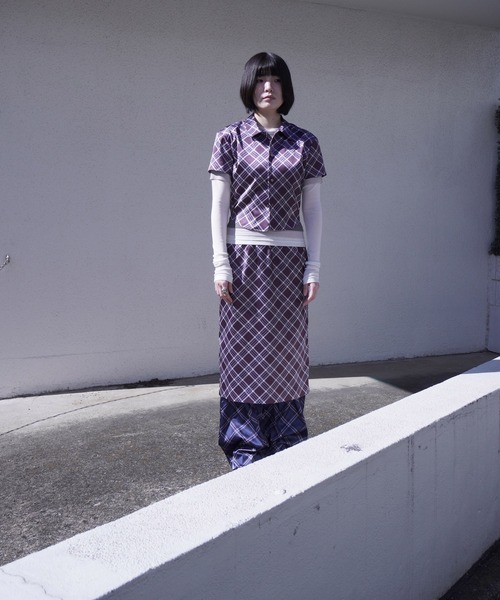 G.V.G.V.（ジーヴィージーヴィー）の「PLAID SATIN PICOT SKIRT（スカート・レディース・バーガンディー/ネイビー・36）」の19枚目の写真