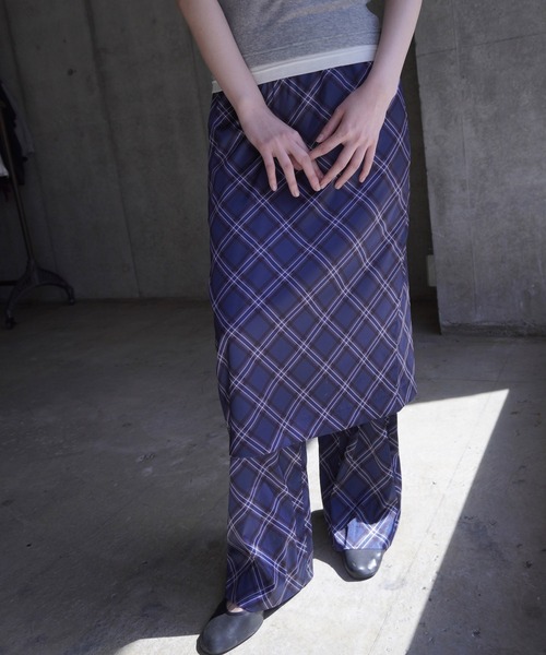 G.V.G.V.（ジーヴィージーヴィー）の「PLAID SATIN PICOT SKIRT（スカート・レディース・バーガンディー/ネイビー・36）」の6枚目の写真