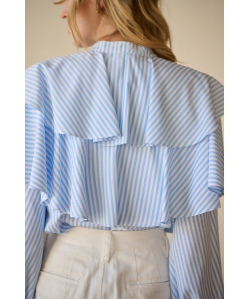Estella.K(エステラケー)の「Martine Cotton-poplin Blouse ラッフルケープBL(シャツ/ブラウス・レディース・ホワイト/ホワイト系2/ホワイト系1・FREE)」の10枚目の写真