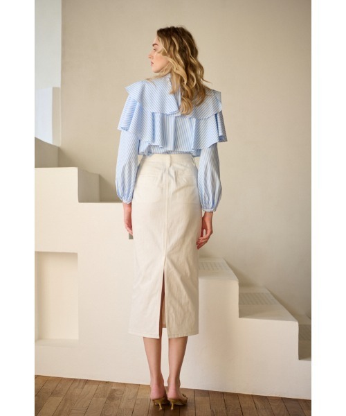 Martine Cotton-poplin Blouse ラッフルケープBL（シャツ