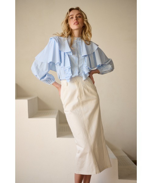 Estella.K(エステラケー)の「Martine Cotton-poplin Blouse ラッフルケープBL(シャツ/ブラウス・レディース・ホワイト/ホワイト系2/ホワイト系1・FREE)」の9枚目の写真