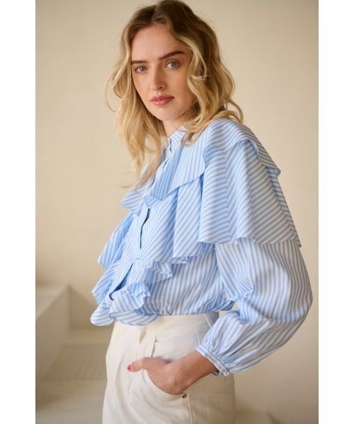 Estella.K(エステラケー)の「Martine Cotton-poplin Blouse ラッフルケープBL(シャツ/ブラウス・レディース・ホワイト/ホワイト系2/ホワイト系1・FREE)」の14枚目の写真