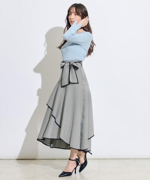 SWINGLE（スウィングル）の「リボンベルトアシメフレアパイピングスカート（スカート・レディース・ライトベージュ/レッド系その他5/ブラック系その他5・MEDIUM/SMALL）」の20枚目の写真