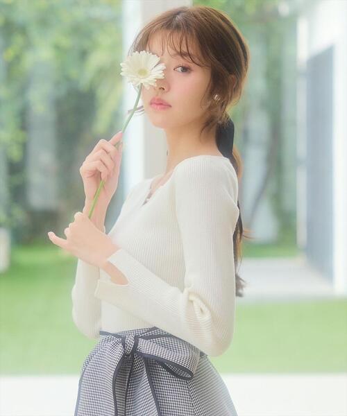 SWINGLE（スウィングル）の「リボンベルトアシメフレアパイピングスカート（スカート・レディース・ライトベージュ/レッド系その他5/ブラック系その他5・MEDIUM/SMALL）」の16枚目の写真